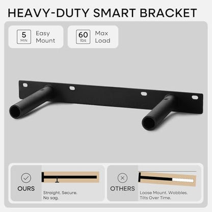 Homeforia 18 Inch Floating Shelves, High-End Solid Pine Wood, Set of 2 - color: American Walnut - Satin Dark Tone, size: 18 inch