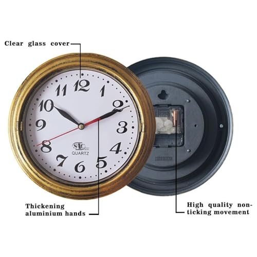 SAC SMARTEN ARTS Decor Silent Wall Clock Non-Ticking Decor Wall Clock 8 Inches Vintage Gold Metalic Looking Easy to Ready for Home/School/Hotel/Office - color: Rustic Copper