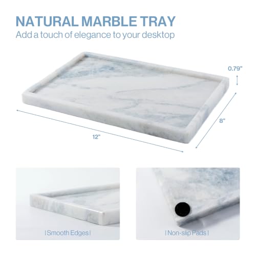 Natural Marble Bathroom Tray, 12"x8" Stone Vanity Decorative Counter Trays - color: 12"x8"-namib Sky