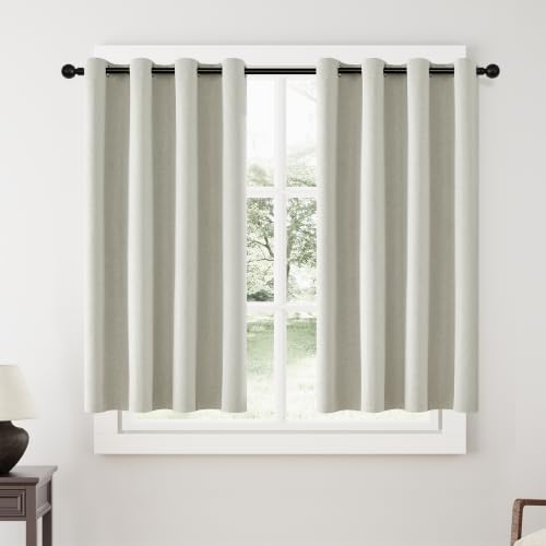 ChrisDowa Greyish Beige Blackout Curtains 45 Inches 2 Panels for Bedroom - color: Greyish Beige, size: 52"W x 45"L (Pack of 2)