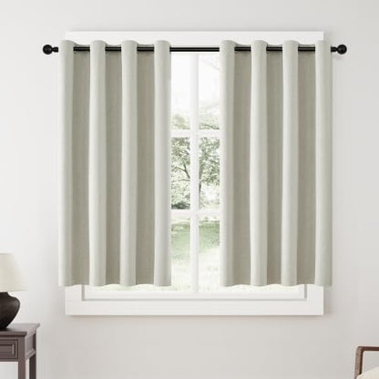 ChrisDowa Greyish Beige Blackout Curtains 45 Inches 2 Panels for Bedroom - color: Greyish Beige, size: 52"W x 45"L (Pack of 2)