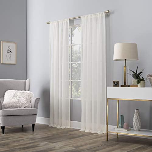 No. 918 Genevieve 2-pack 2-pack Linen Weave Sheer Semi-Sheer Grommet Curtain Panel Pair, 50" x 84", Cream - color: Cream, size: 50"W x 84"L (Pack of 2)