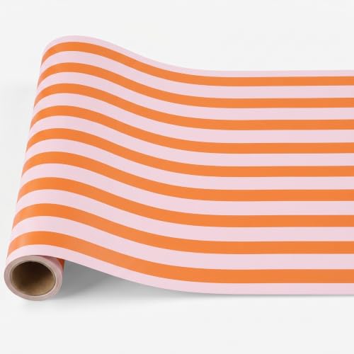 AmazingSpark Striped Table Runner Roll,Pink Orange,25' Long X 16" Wide - color: Pink Orange, size: 25' Long X 16" Wide