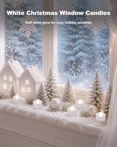 Homemory 24-Pack Flameless Tea Lights Candles Battery Operated, 200+ Hours - color: Cool White Glow – White Body, size: Pack of 24