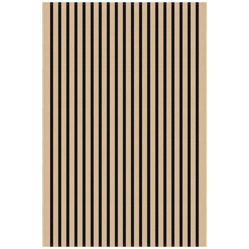 KILOCOCO Striped Rug 4x6 ft Washable Woven Front Door Rug, Brown and Black - color: Brown and Black Stripes, size: 4' x 6' (Rectangular)
