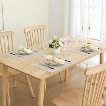 Homaxy PU Faux Leather Placemats for Dining Table, Set of 6, Beige - color: Beige