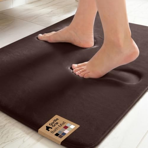 GORILLA GRIP® Memory Foam Bath Rug for Bathroom, 24x17 Brown - color: Brown, size: 24" X 17"