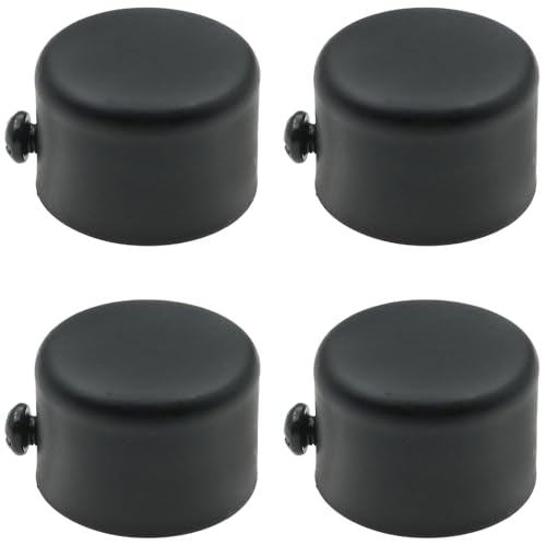 Curtain Rod Ends Window Curtains Rod End Cap Metal Sealing Finial Caps for 1.1 inch (28 mm) Diameter Curtain Roman Head Black 4 PCS