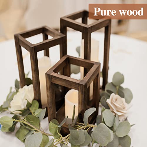 12 Pcs Wooden Lantern Centerpiece, Rustic Wedding Table Decoration, Farmhouse Decor, Candle Holder, Country Barn Gift (No Assembly Required)