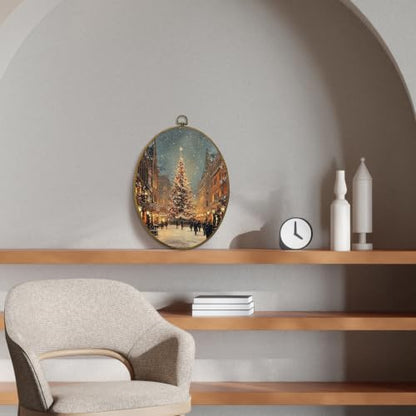 CUANFDDSF Rustic Christmas Winter Village Oval Wall Art Decor 8.6x11.4 Inch - color: Colour 08