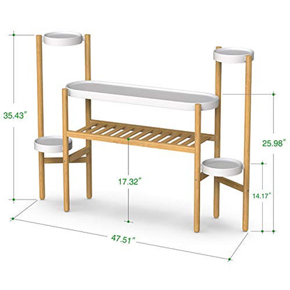 Bamboo Plant Stand Indoor, 3 Tier Plant Shelf Table for Multiple Plants