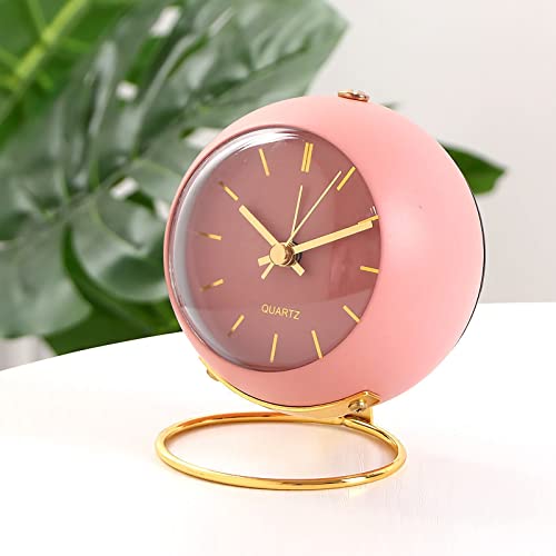 SHISEDECO Small Tableclocks Classic Non-Ticking Tabletop Alarm Clock,Pink - color: Rn-pink