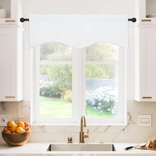 NICETOWN 2 Panels Royal Purple Kitchen Valances for Windows, 42W x 18L - color: Pure White, size: 42"W x 18"L (Pack of 2)