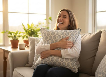 ATOSII Cotton Blockprint Throw Pillow Cover, Amalfi Blue, Set of 2, 20 X 20 - color: Amalfi, size: 20" x 20" (Pack of 2)