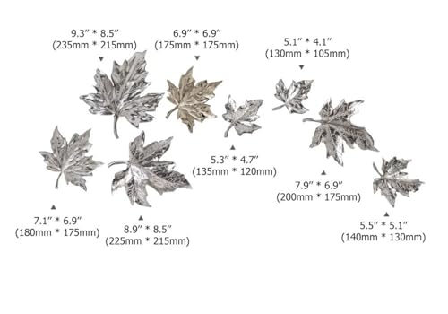 homary Wall Decor Set – 8 Pieces 3D Resin Maple Leaf Wall Art, Nature-Inspired Hanging Sculptures for Living Room, Bedroom, Dining Room, or Hallway - color: Gold & Silver