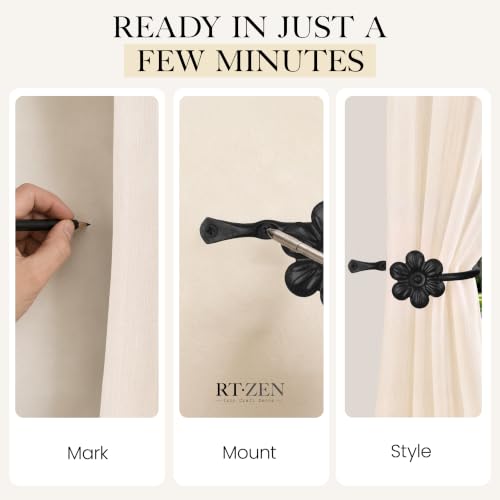 RTZEN Metal Curtain Tiebacks, Drapery Holders for Wall, 2 Pcs - size: Medium, style: Flower