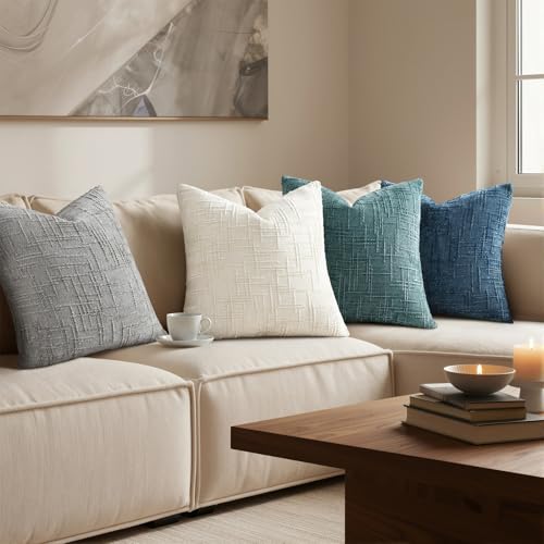 Pallene Cream White Textured Chenille Throw Pillow Covers 18x18 Set of 2 - color: Cream White, size: 18" x 18" (Pack of 2)