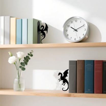 Metal Bookends Dragon Book Ends for Shelves - color: Black - 1 Pair Dragon