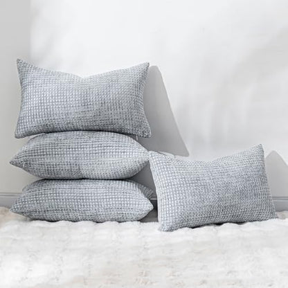 Pack of 4 Throw Pillow Covers 12x20” Boho Cushion Covers for Living Room - color: Light Gray, size: 20" x 12" (Pack of 4)