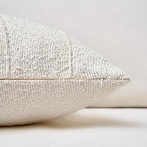Textured Boucle Throw Pillow Covers 12x20 Inch Set of 2 Beige - color: Beige, size: 20" x 12" (Pack of 2)
