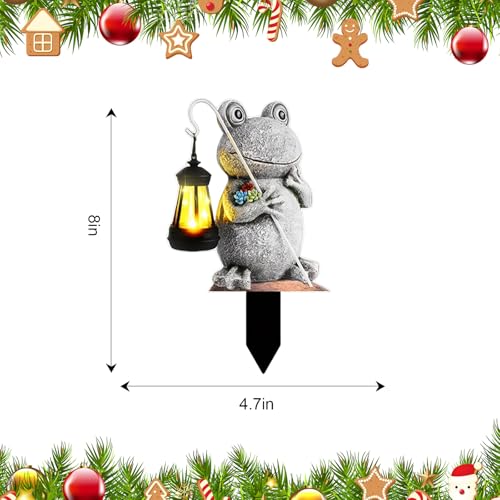 Christmas Frog Statue Accent with Outdoor Decorative Figurine Tabletop Ornament with Decor for Home Holiday(Grey) - color: Colorful