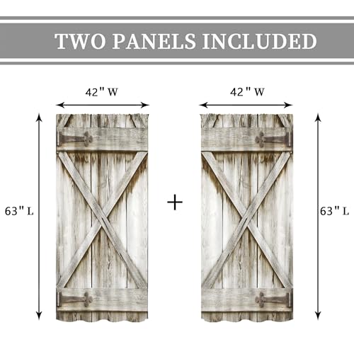Grey Farmhouse Western Rustic Gray Barn Living Room Bedroom Window Curtains - color: D-gray, size: 42"W x 63"L (Pack of 2)