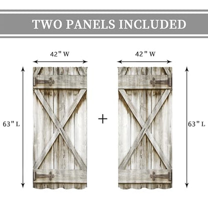 Grey Farmhouse Western Rustic Gray Barn Living Room Bedroom Window Curtains - color: D-gray, size: 42"W x 63"L (Pack of 2)
