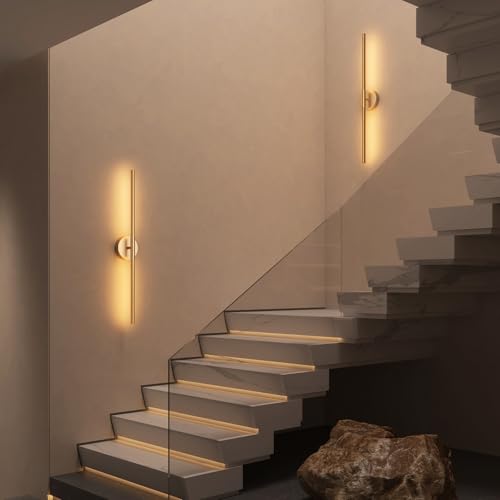 JOFIOS Battery Operated Wall Sconces Set of 2, 34.7In Gold Remote Control - color: Gold, size: 34.7 inch