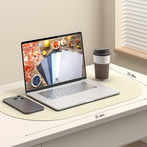 DOLOPL Oval Placemats Set of 6, Beige Faux Leather Place Mats, Large - color: Beige, size: Large: 13.8" x 21.6"
