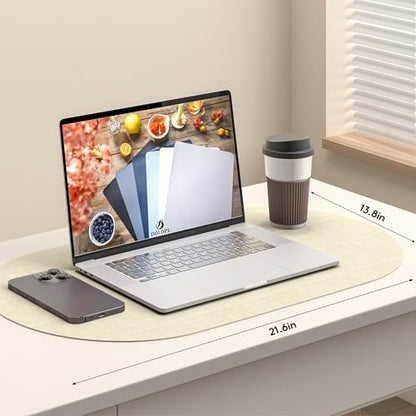 DOLOPL Oval Placemats Set of 6, Beige Faux Leather Place Mats, Large - color: Beige, size: Large: 13.8" x 21.6"