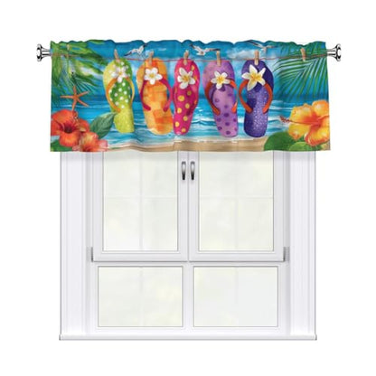 Beach Curtain Valance 54x18 Inches Window Treatment Rod Pocket Valance for Kitchen Bathroom Bedroom - color: Beach