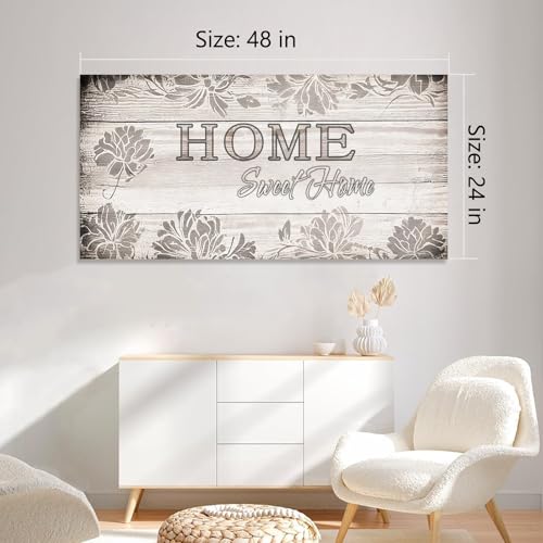 HUADAOART Home Sweet Home Canvas Wall Art – Framed Inspirational Quote Print for Living Room Entryway Farmhouse Decor Waterproof 24x48 Inch - size: 48"L x 24"W