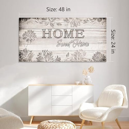HUADAOART Home Sweet Home Canvas Wall Art – Framed Inspirational Quote Print for Living Room Entryway Farmhouse Decor Waterproof 24x48 Inch - size: 48"L x 24"W