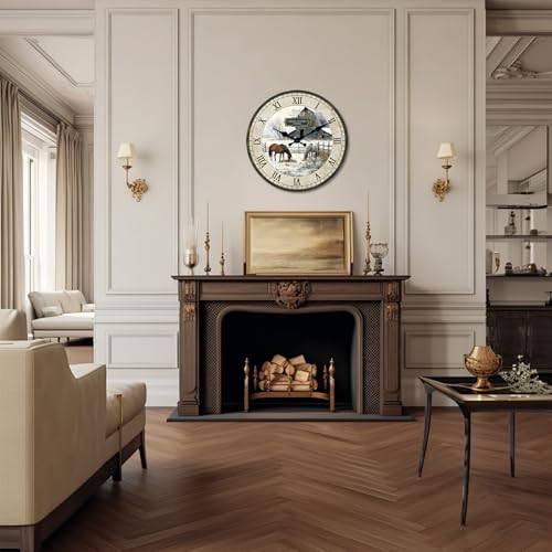 Farmhouse Wall Clocks Battery Operated 20 Inch - color: Beige1, size: 20 Inch