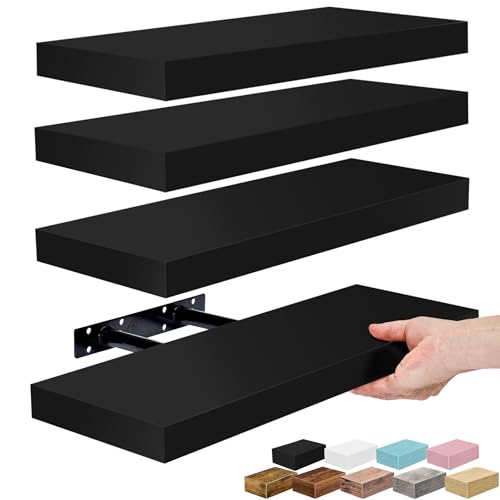 Sorbus 16 Inch Floating Shelves for Wall (4 Pack, Black) - color: Black, size: 4 Pack