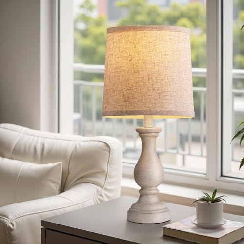 22" Farmhouse Table Lamps Set of 2, Rustic Bedside Lamps for Bedroom - color: A. Antique Grey