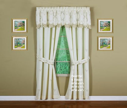 Today's Curtain Verona Reverse Embroidery Tailored Valance, 18", Ecru/Antique, 70" W X 18" L - color: Ecru/Antique, size: 70"W x 18"L (Pack of 1)