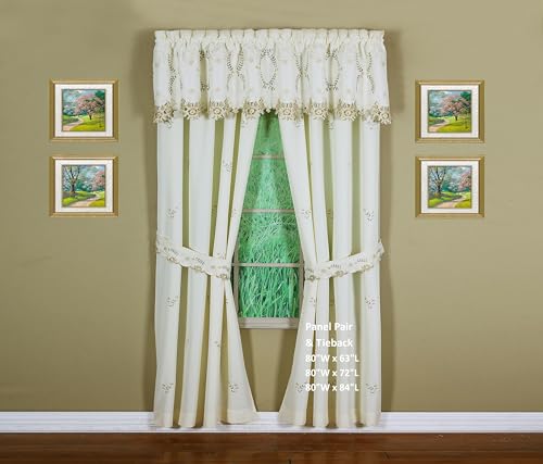 Today's Curtain Verona Reverse Embroidery Tailored Valance, 18", Ecru/Antique, 70" W X 18" L - color: Ecru/Antique, size: 70"W x 18"L (Pack of 1)