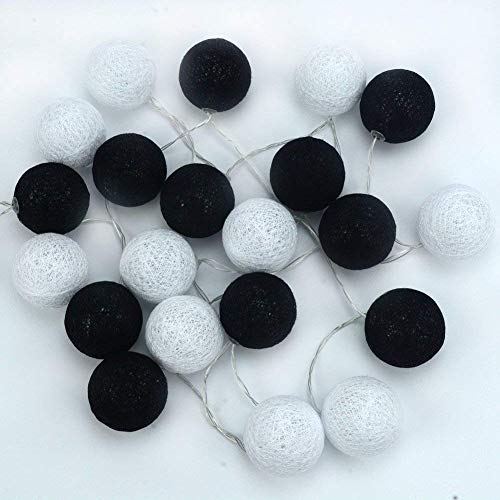 3M/10Ft 30 Black White Ball LED Battery Operated String Fairy Light - color: Black White