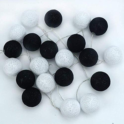 3M/10Ft 30 Black White Ball LED Battery Operated String Fairy Light - color: Black White