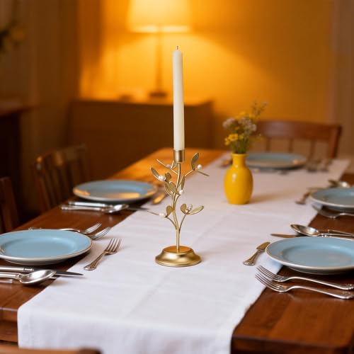 Guichifun Golden Metal Mistletoe Flower Candle Stick Holder - color: Gold-flower
