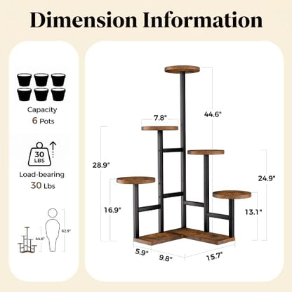 GEEBOBO 6 Tiered Plant Stand Indoor - color: 6 Tier-Brown