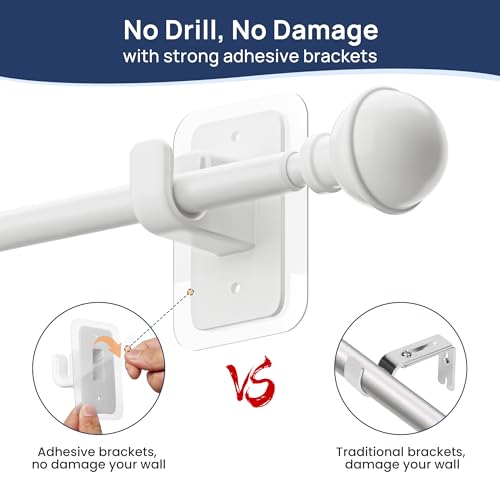 ENJOYBASICS Curtain Rods No Drilling for Renter, 28-120" Adjustable, White - color: White, size: 27-130"