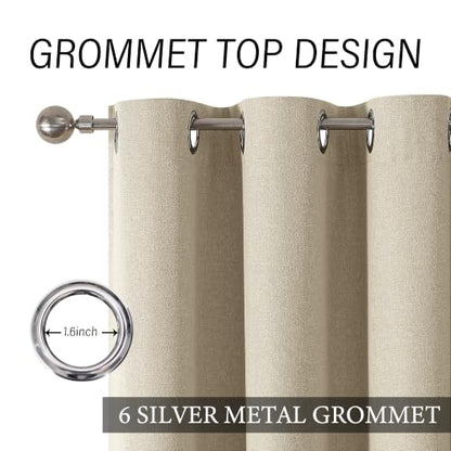 ChrisDowa Natural Blackout Curtains 63 Inches Long 2 Panels for Bedroom - color: Natural, size: 40"W x 63"L (Pack of 2)