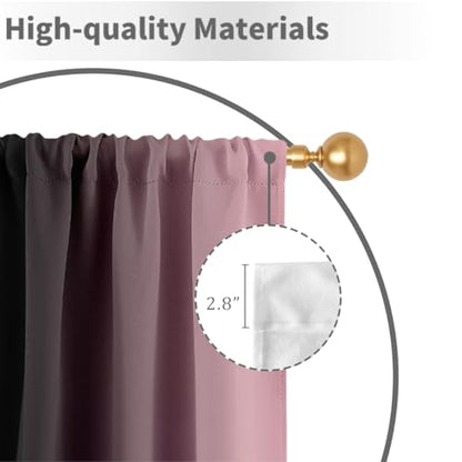Black Pink Kitchen Curtains, Ombre, 27.5" W x 39" L, Rod Pocket - color: Pink, size: 27.5"W x 39"L (Pack of 2)