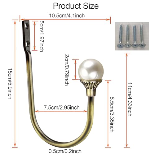COCIVIVRE 2 Pack Curtain Holdbacks Wall Mounted Curtain Tiebacks Hooks - color: Antique Brass, size: 2 Pack