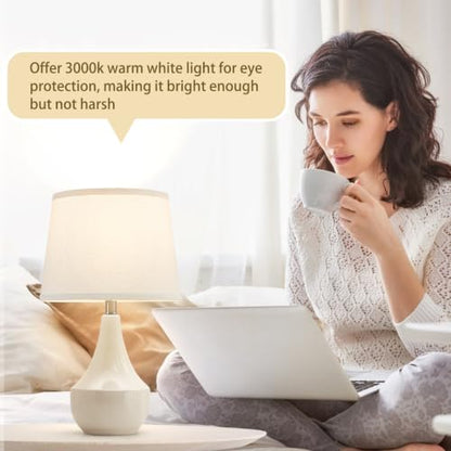 GyroVu 18" Table Lamp Set of 2, Ceramic Table Lamp Classic Beside Lamps Nightstand Lamp Modern Lamp for Living Room, Bedroom & Office Rocker Swtich Cream-LED Bulbs Included - color: 18.63" Ceram