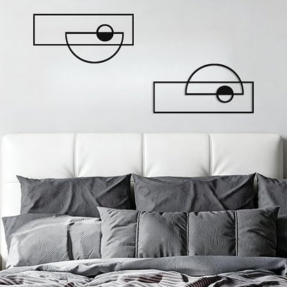 LumDecor 2 Pcs Black Abstract Metal Geometric Wall Decor Black Wall Art Minimalist Modern Geometric Wall Decoration for Living Room Bedroom Bathroom Kitchen Hallway Home Office