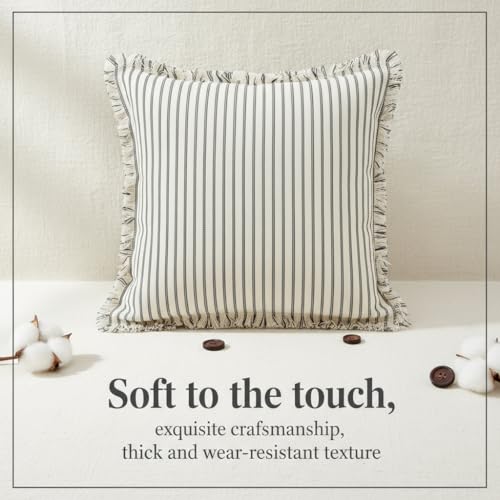 JMGBird Accent Pillows Boho Throw Pillows with Inserts Included - color: Light Blue & White, size: 18" x 18" (Pack of 2)