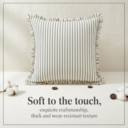 JMGBird Accent Pillows Boho Throw Pillows with Inserts Included - color: Light Blue & White, size: 18" x 18" (Pack of 2)